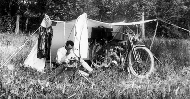 Motorcycle Campers: Myths vs. Reality Vs. The Hype in 2025 1915 Harley-Davidson Self sewed tents