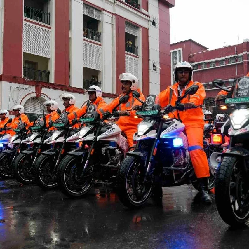 Kolkata Police Adds 183 Ultraviolette X-47 Skyforce Electric Bikes 183 electric motorcycles went into police service at Lalbazar this week
